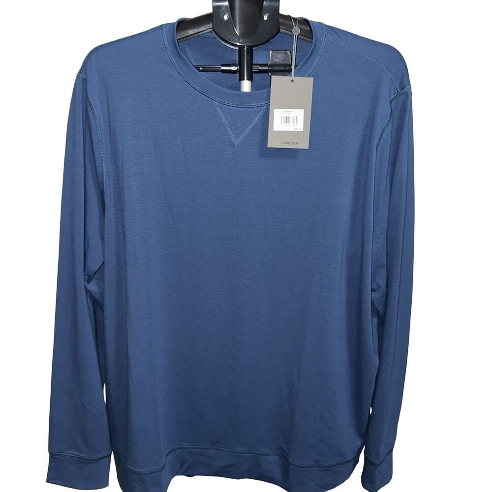 New $125 G/FORE Luxe Crewneck Mid Layer Blue Golf‎ Pullover GMM000007 SIZE XL